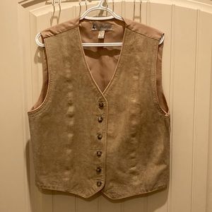 Marsh Landing Women’s Size L 100% Leather Suede Western Cowgirl Vest Button Up